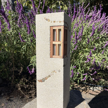 Rammed earth lantern and garden