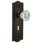 Nostalgic Warehouse - Meadows Plate Passage Crystal Glass Knob, Oil Rubbed Bronze - Complete Passage Set with Keyhole, Meadows Plate with Crystal Knob, Oil-Rubbed Bronze