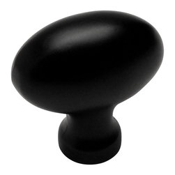 Cosmas - Cosmas 6022FB Flat Black Large Football Cabinet Knob - Cabinet And Drawer Knobs