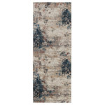 Jaipur Living - Vibe Terrior Abstract Blue and Red Area Rug, Blue and Red, 3'x8' - The Tunderra collection boasts a stunning, textural, and high-end look at an accessible price. The Terrior rug showcases a painterly abstract motif, offering a hint of color in a blue, brick red, taupe, ivory, and gray colorway. This durable and easy-to-clean polyester rug is ideal for heavily trafficked rooms of the home.