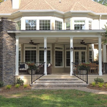 Elaborate covered porch in Providence Country Club