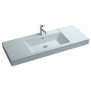 ADM Rectangular Stone Resin Countertop Sink, White, 47", Matte White