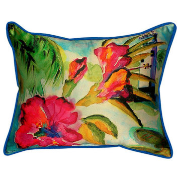 Betsy Drake Lighthouse and Floral Pillow- Indoor/Outdoor
