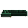 Mila Green Velvet Modern Living Room Corner Sectional Couch