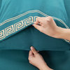 Serenta Greek Key Embroidered Microfiber 4 Piece Bed Sheet Set, Dark Teal, Full