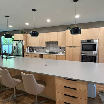 Natural Maple Kitchen - Minimalist, large Galley Kitchen
