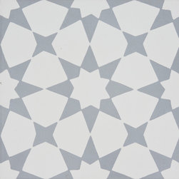 Moroccan Mosaic and Tile House - Medina Handmade Cement Tile, White/Gray, Sample - Tile
