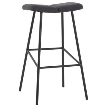 Modrest Spiro 30" Modern Metal and Fabric Upholstered Bar Stool in Brown