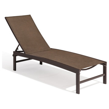 Outdoor Patio Aluminum Five-Position Adjustable Chaise Lounge Chair, Brown