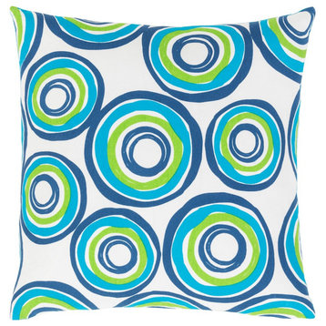 Miranda by Clairebella Circles Pillow Cover, Blue/Green, 22' x 22'