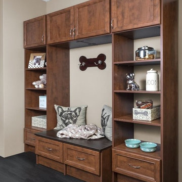 Warm Cognac and Chocolate Pear Milan Panel Front Mudroom