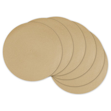 Round Woven Placemats, Set of 6, Natural