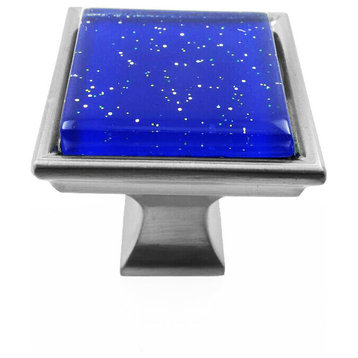 Blue Galaxy Crystal Glass Brushed Nickel Madison Classic Knob