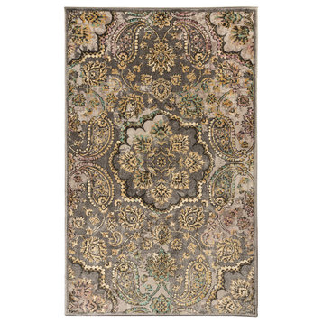 Modern Floral Paisley Indoor Living Room Area Rug, 7'10"x10', Charcoal