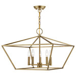Livex Lighting - Devone 5 Light Antique Brass Chandelier - The Devone collection hints at a casual vibe. This five light square frame chandelier is shown in an antique brass finish. It will be a great feature in your modern loft or cabin as well as any transitional style interior.