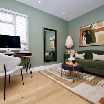 Soft sage lounge and home office