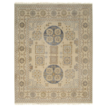 EORC Beige Hand Knotted Wool Khotan Weave Rug 10' x 14'