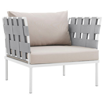 Harmony Outdoor Aluminum Armchair, White Beige