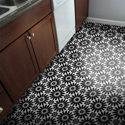 Moroccan Mosaic & Tile House - 8"x8" Alhambra Handmade Cement Tile, Black/White, Set of 12 - Wall And Floor Tile