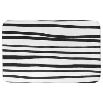 Black Watercolor Stripes 34x21 Bath Mat