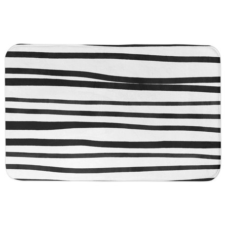 Black Watercolor Stripes 34x21 Bath Mat