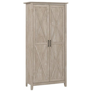 Key West Tall Storage Cabinet with Doors in Washed Gray - Engineered Wood