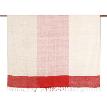 Novica Handmade Red Harmony Silk Throw Blanket
