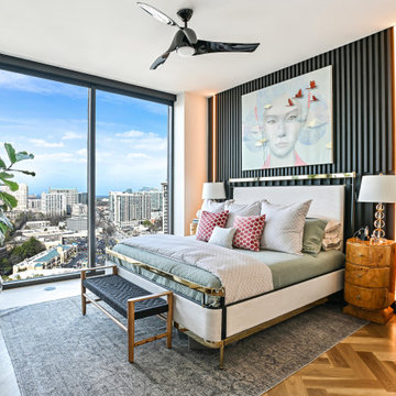 White Oak Herringbone with 7-Inch Custom Border — Buckhead High-Rise, Atlanta