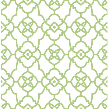 Atrium Green Trellis Wallpaper, Sample