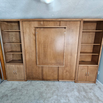 Custom Savona Murphy Wall Bed, Fold Down Desk Attached to Face of Wall Bed