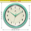 Infinity Instruments Retro Kitchen Vintage 50s Wall Clock, Mint Green