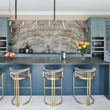 Sevenoaks Classic Painted Shaker Kitchen with statement marble splashback