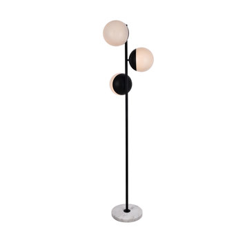 Eclipse 3-Light Floor Lamp, Black With Frosted White Glass