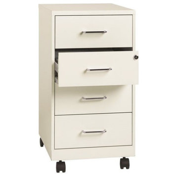 Pemberly Row 4-Drawer Modern Metal File Cabinet in Pearl White