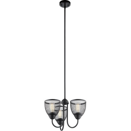 Kichler Lighting 52268BK Voclain - 3 light Convertible Chandelier - 12.5 inches