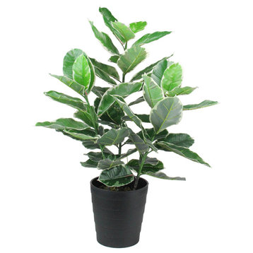 35" Potted Green Artificial Rubber Plant