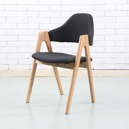 Nestor Solid Oak Dining Chair - Black Fabric - Dining Chairs