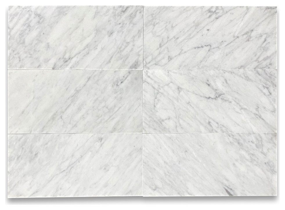 6x12 Carrara Venato Marble Subway Tile Honed Bianco White Carrera, 100 sq.ft.