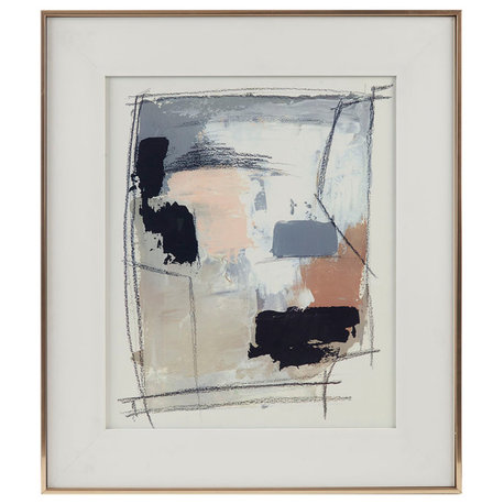 Madison Park Abstract Framed Wall Art Decor With Sketch Accent