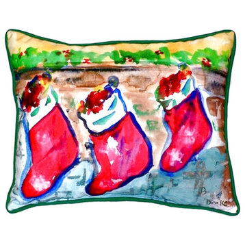 Christmas Stockings Small Indoor/Outdoor Pillow 11x14 - Set of Two