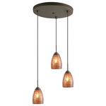 Woodbridge Lighting - Venezia Mini Pendant, Bronze, Mosaic Amber, 3-Light, 11"D - The Venezia collection is a series of hanging lights featuring uniquely colored designer glass. With many color options to choose from, this transitional design can blend in many rooms with different colors and themes.
