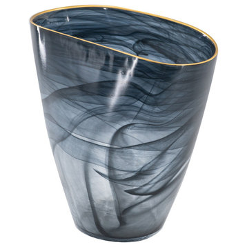 Oval Vase, Black/Gold