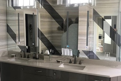 Large master bathroom photo in Miami