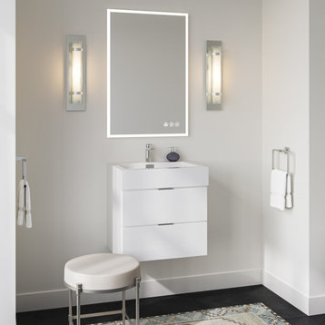 Boutique Bath Vanity, High Gloss White, 24", Single Sink, Wall Mount
