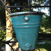 Old World Roman Style Wall Hanging Planter in Teal Cracked Ice Ceramic Finish