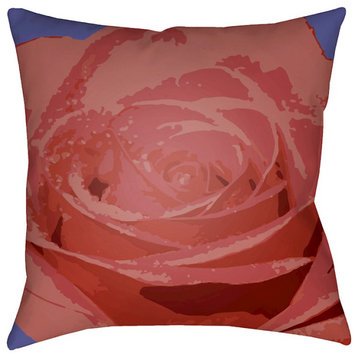 Abstract Floral by Surya Pillow, Dk.Red/Garnet/Violet, 18' x 18'