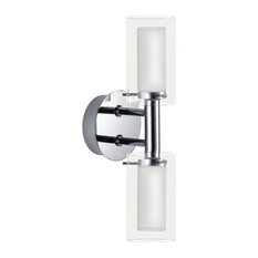 2x40W Vanity Light, Chrome Finish & Frosted & Clear Glass