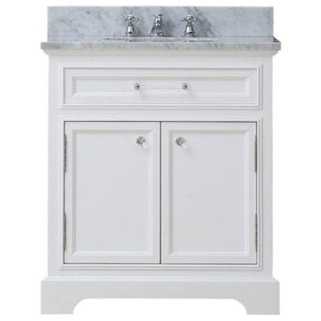 Derby White Bathroom Vanity, Pure White, 24" Wide, No Mirror, One Faucet