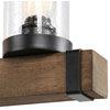 6-Light Rustic Linear Wood Chanderlier With Glass Shade