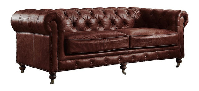 Aberdeen Top Grain Leather Sofa Vintage Dark Brown Traditional Aberdeen Top Grain Leather Sofa Vintage Dark Brown